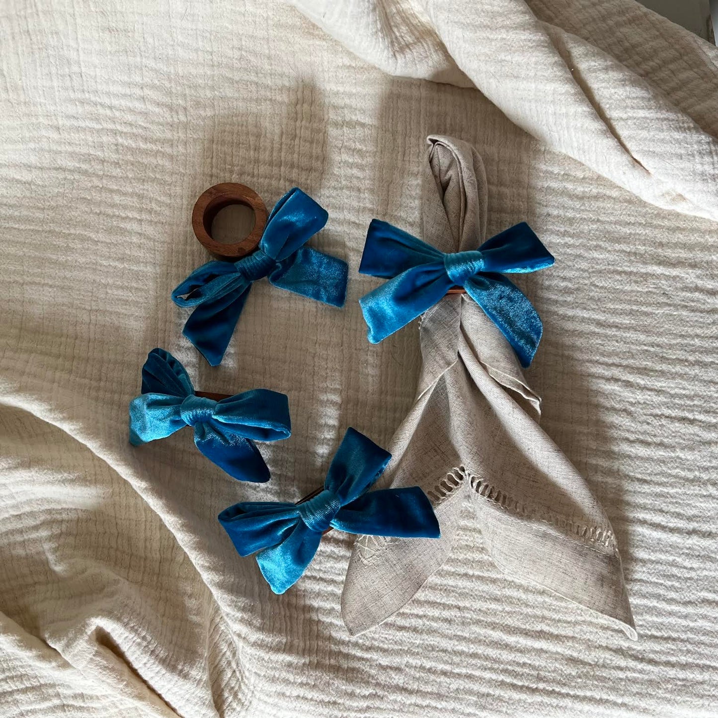 Bow Top Napkin Ring (set of 4) - Blue