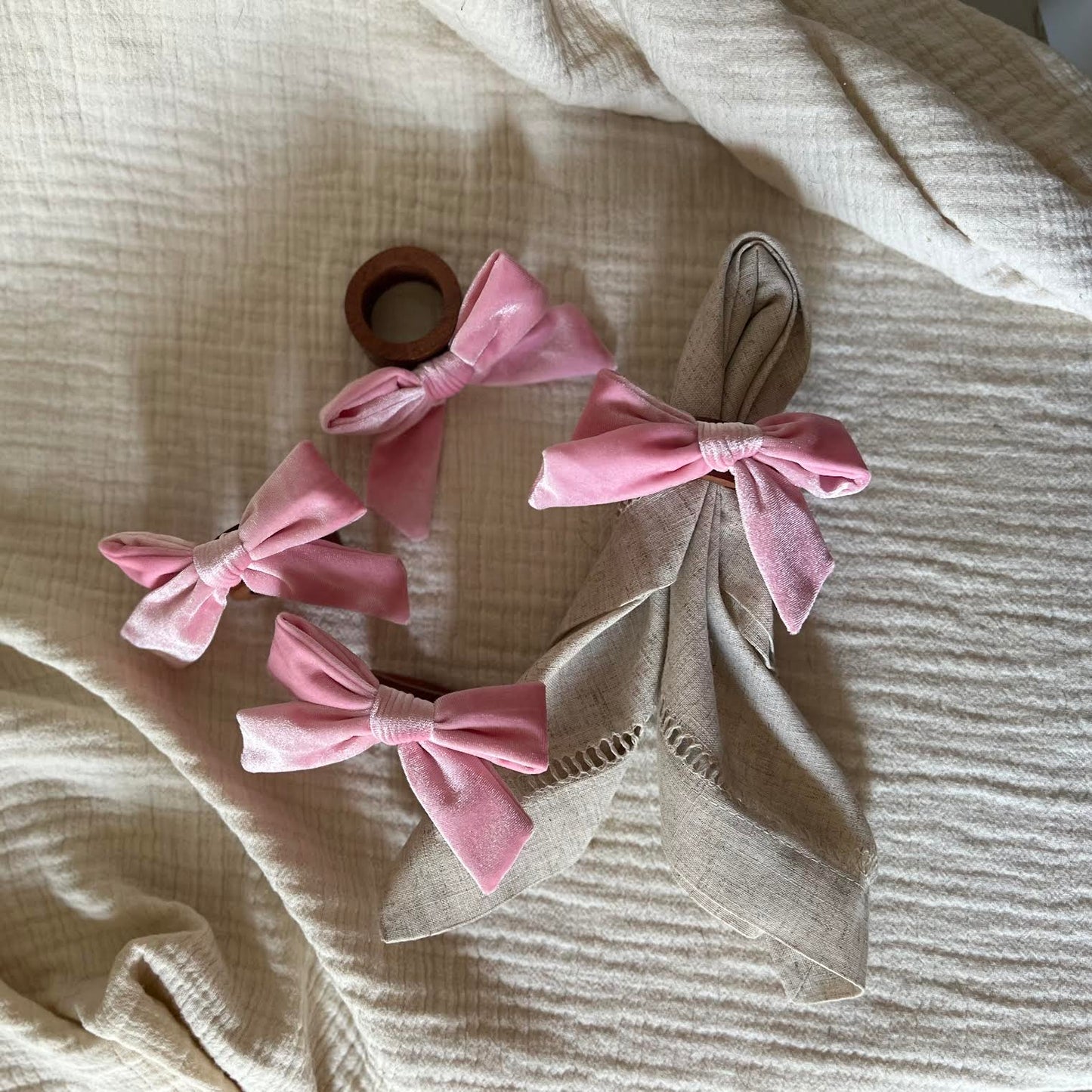 Bow Top Napkin Ring (set of 4) - Pink