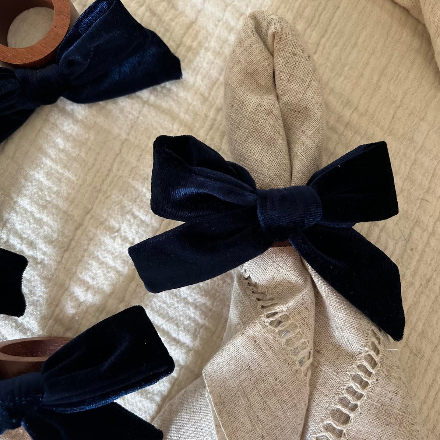 Bow Top Napkin Rings (set of 4) - Deep Blue
