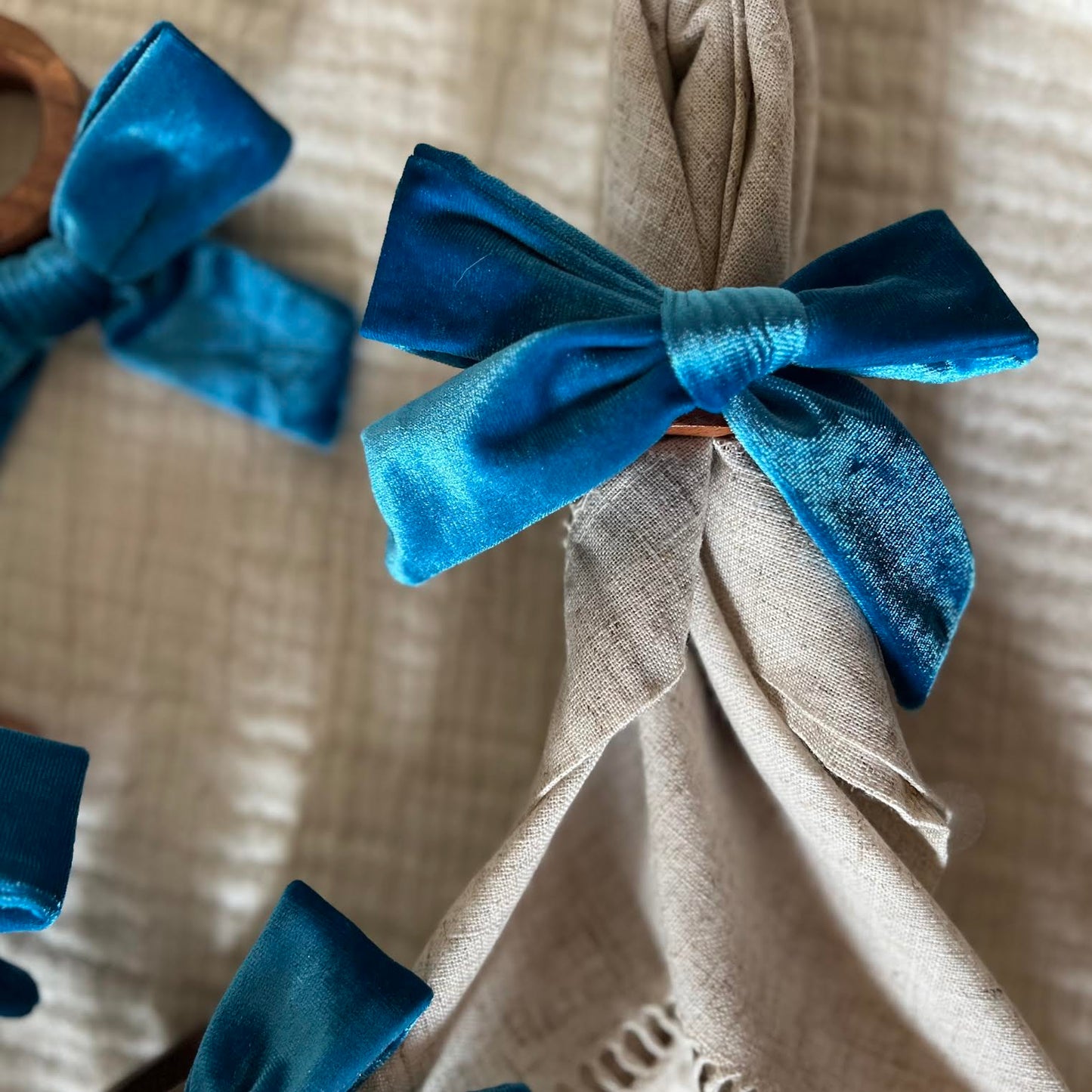 Bow Top Napkin Ring (set of 4) - Blue