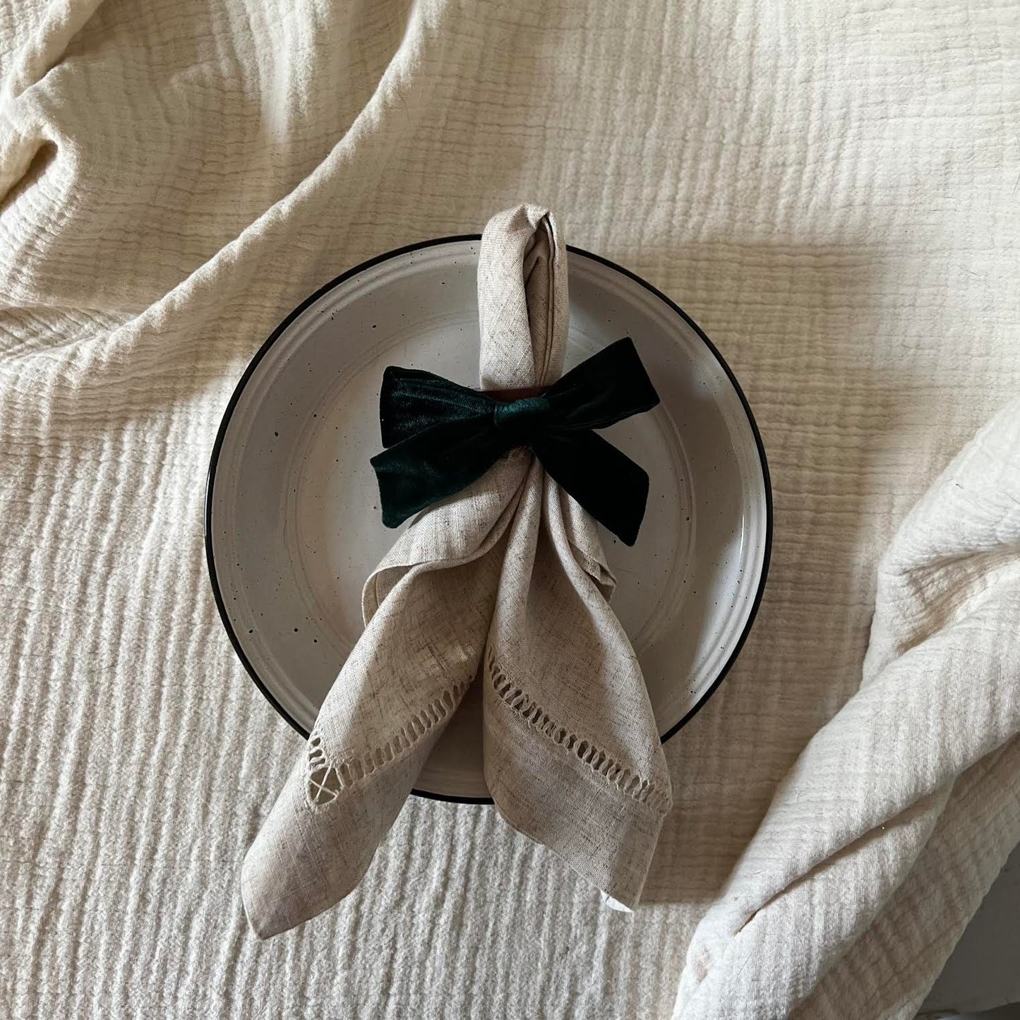 Bow Top Napkin Ring (set of 4) - Deep Green