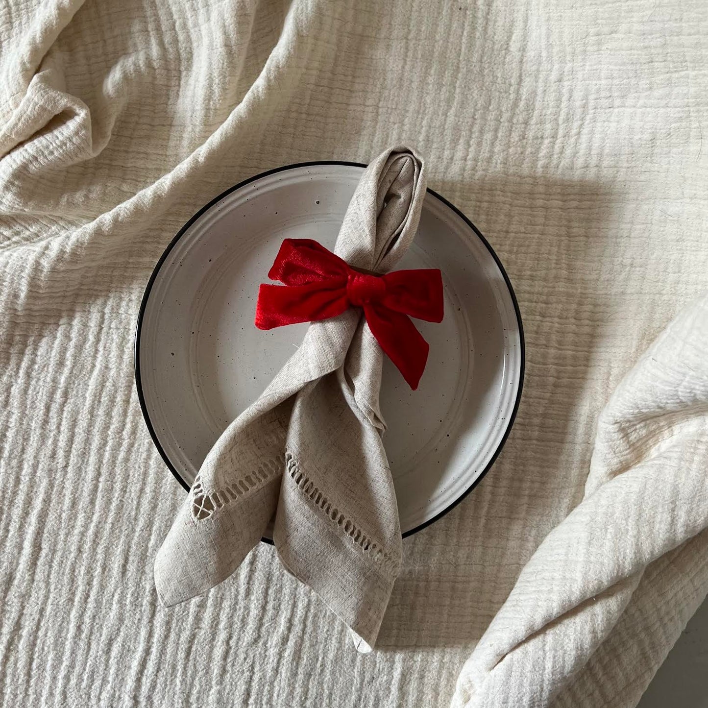 Bow Top Napkin Ring (set of 4) - Red