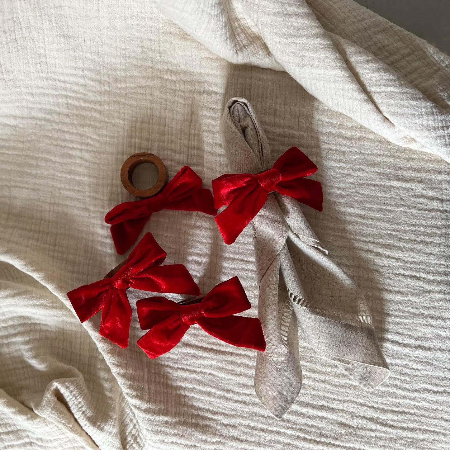 Bow Top Napkin Ring (set of 4) - Red