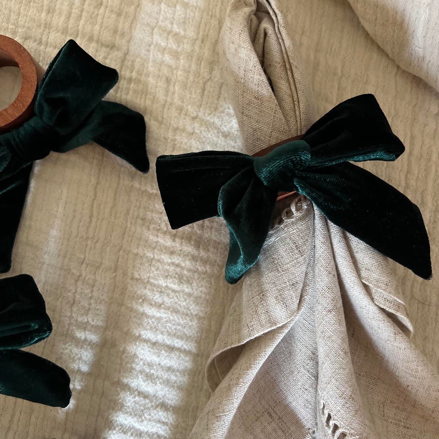 Bow Top Napkin Ring (set of 4) - Deep Green