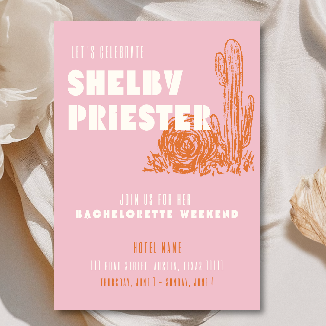 Bachelorette Party Invitation Template - Rose