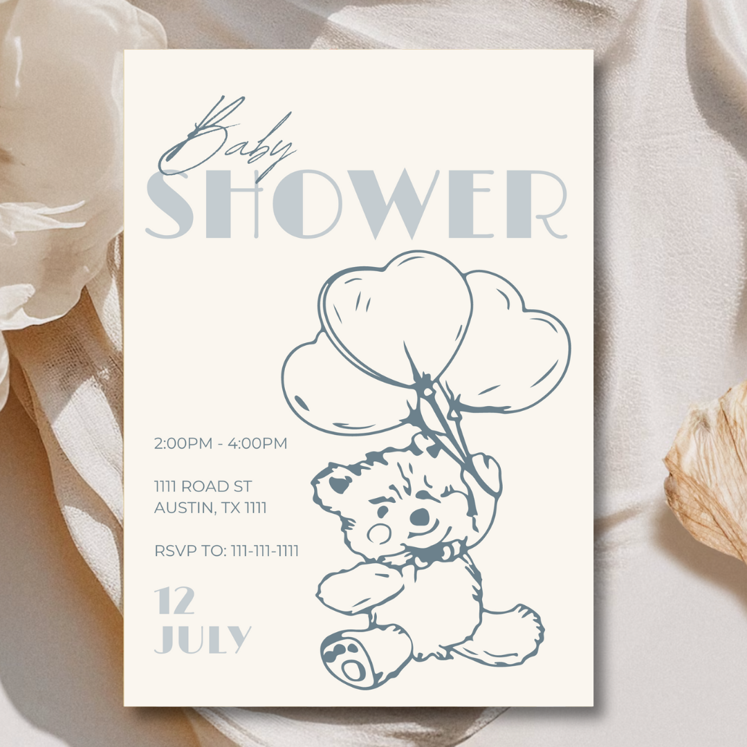 Shower With Love Invitation - Baby Blue Shower