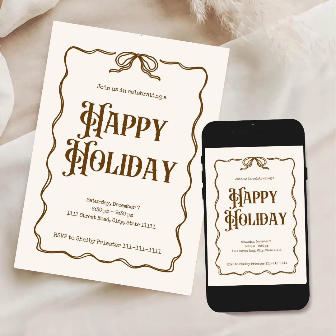 Happy Holidays Invitation Template - Espresso