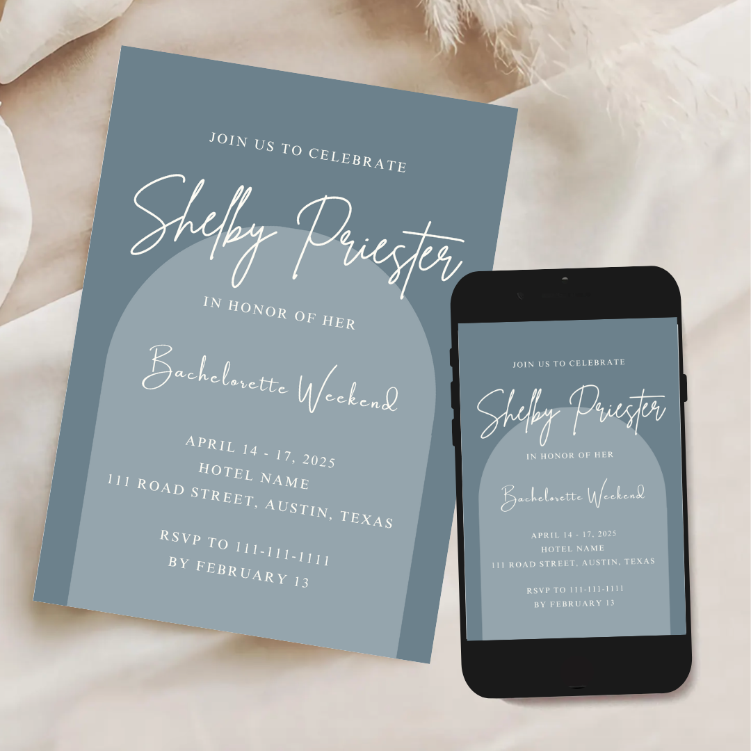 Miami Vibes Invitation Template - Baby Blue