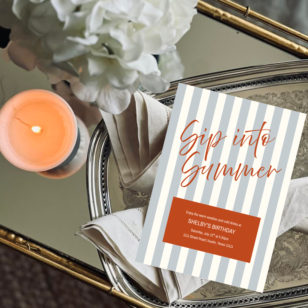 Summer Stripes Invitation Template - Baby Blue