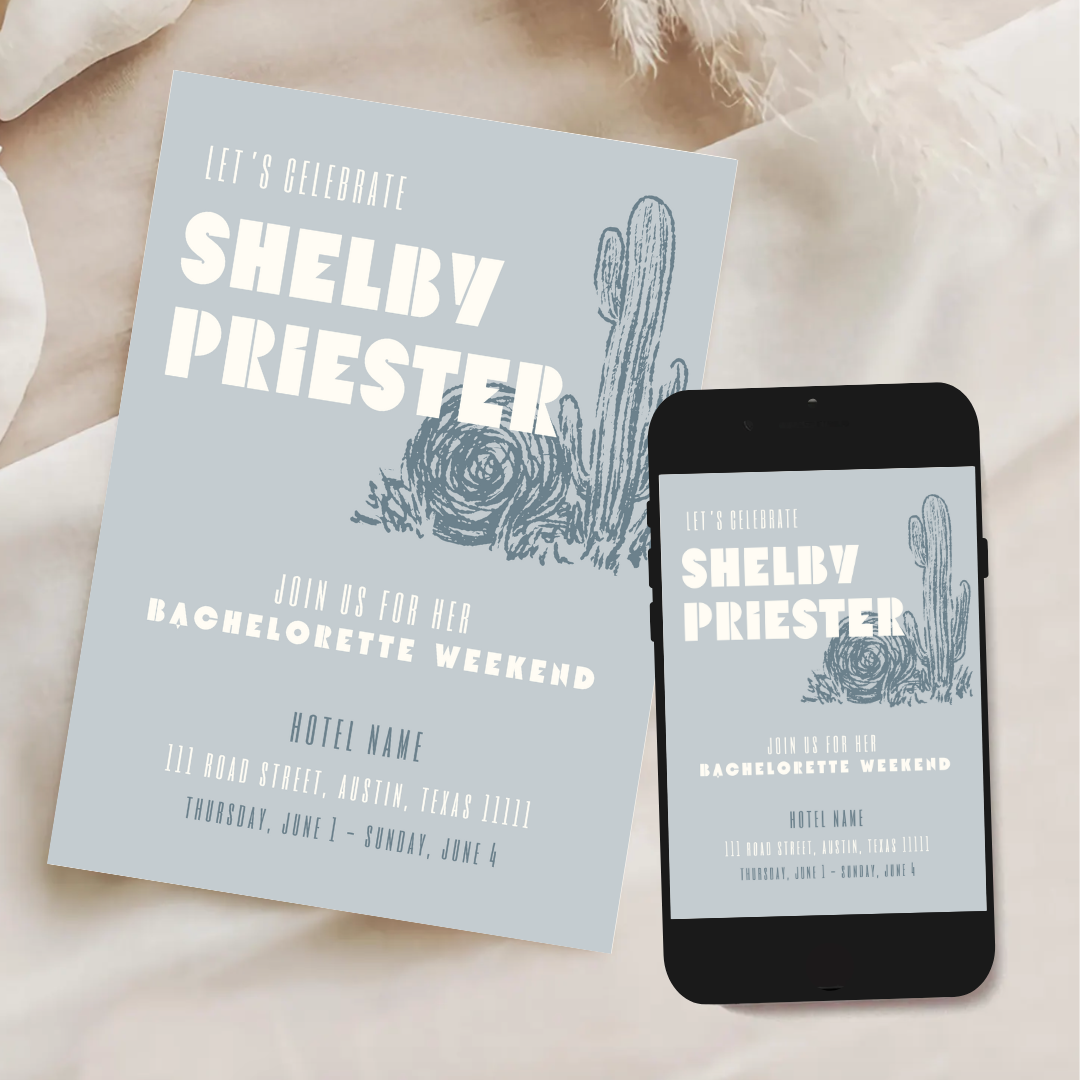 Bachelorette Party Invitation Template - Baby Blue