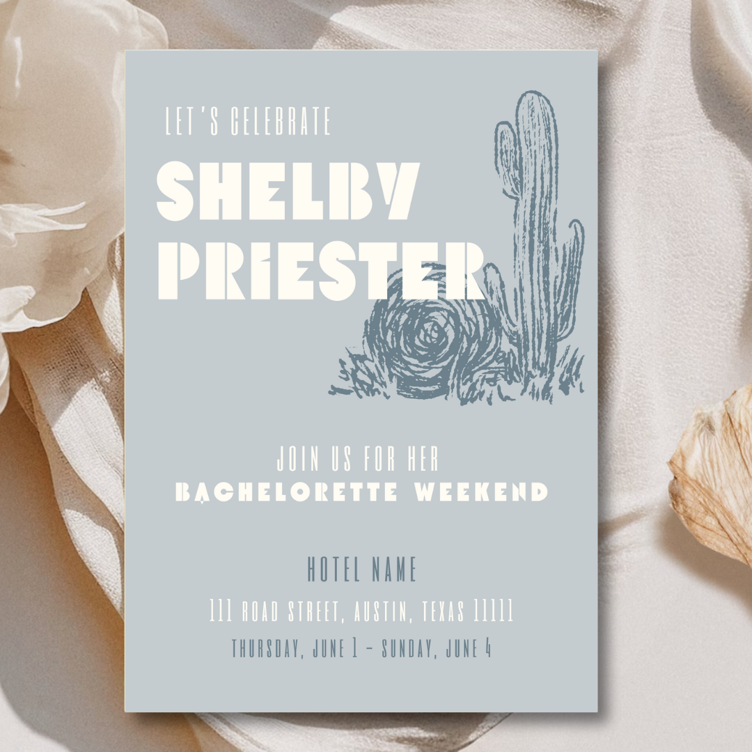 Bachelorette Party Invitation Template - Baby Blue