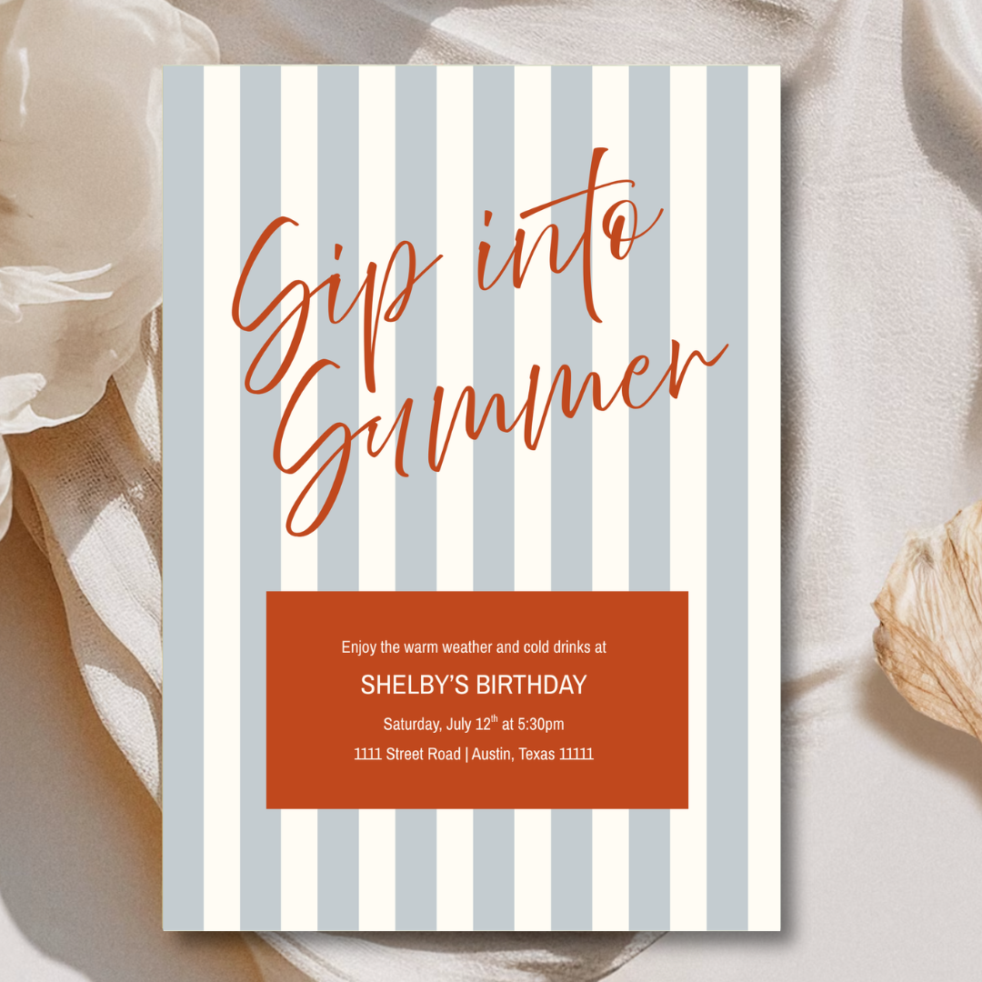 Summer Stripes Invitation Template - Baby Blue