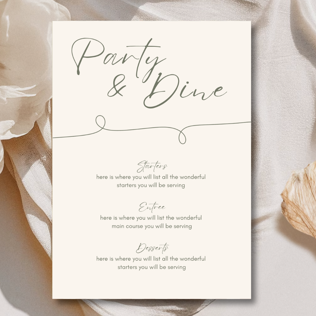 Party & Dine Menu Template - Forrest Green