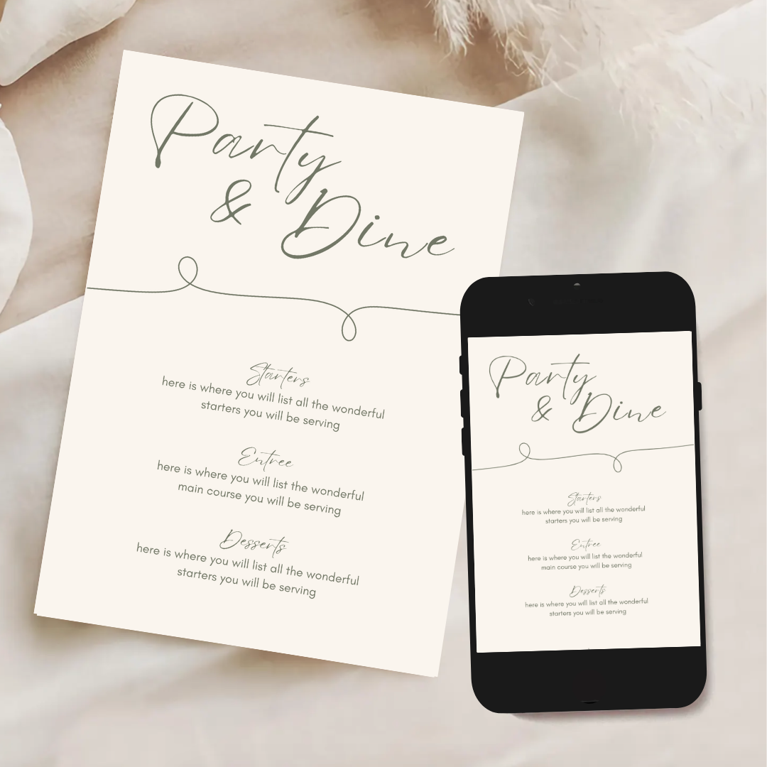 Party & Dine Menu Template - Forrest Green