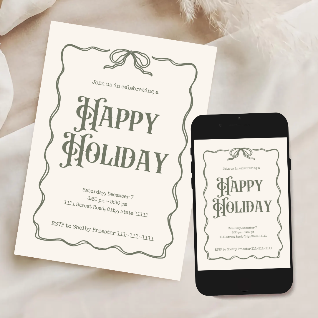 Happy Holidays Invitation Template - Forrest Green