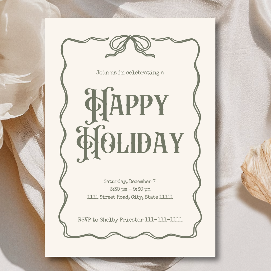 Happy Holidays Invitation Template - Forrest Green