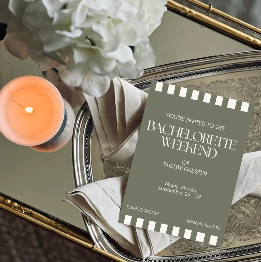 Bachelorette Weekend Invitation Template - Forrest Green