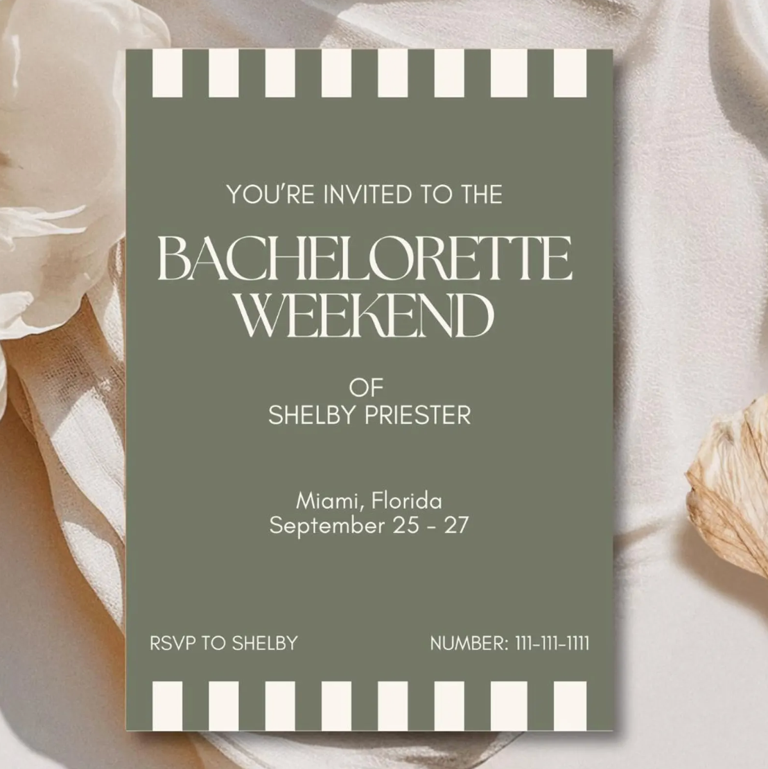 Bachelorette Weekend Invitation Template - Forrest Green