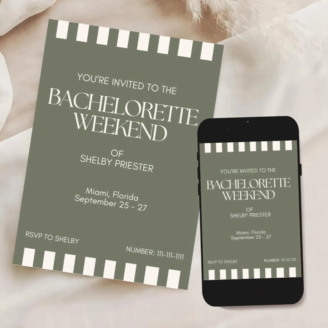 Bachelorette Weekend Invitation Template - Forrest Green