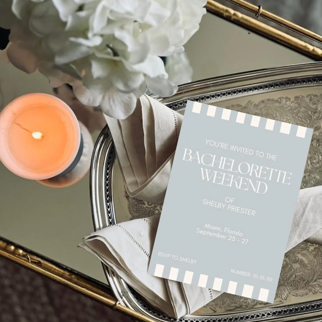 Bachelorette Weekend Invitation Template - Baby Blue