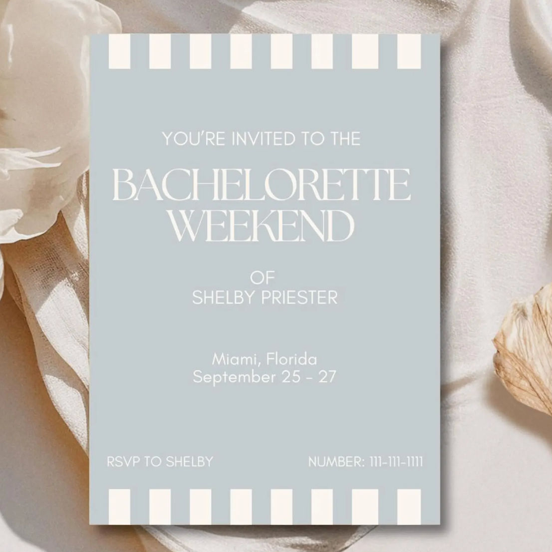 Bachelorette Weekend Invitation Template - Baby Blue