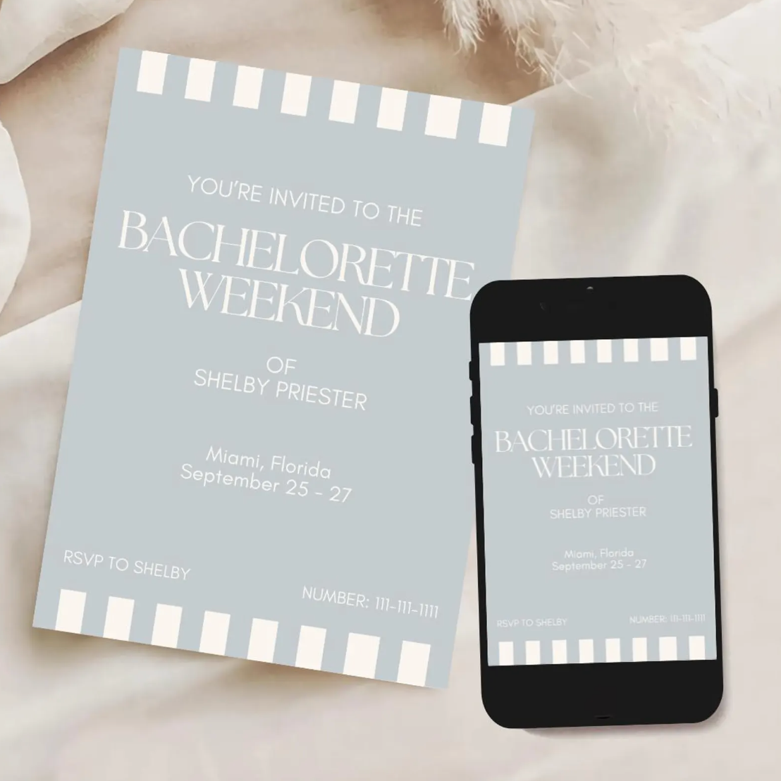 Bachelorette Weekend Invitation Template - Baby Blue