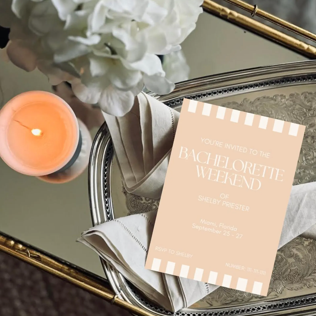 Bachelorette Weekend Invitation Template - Peach