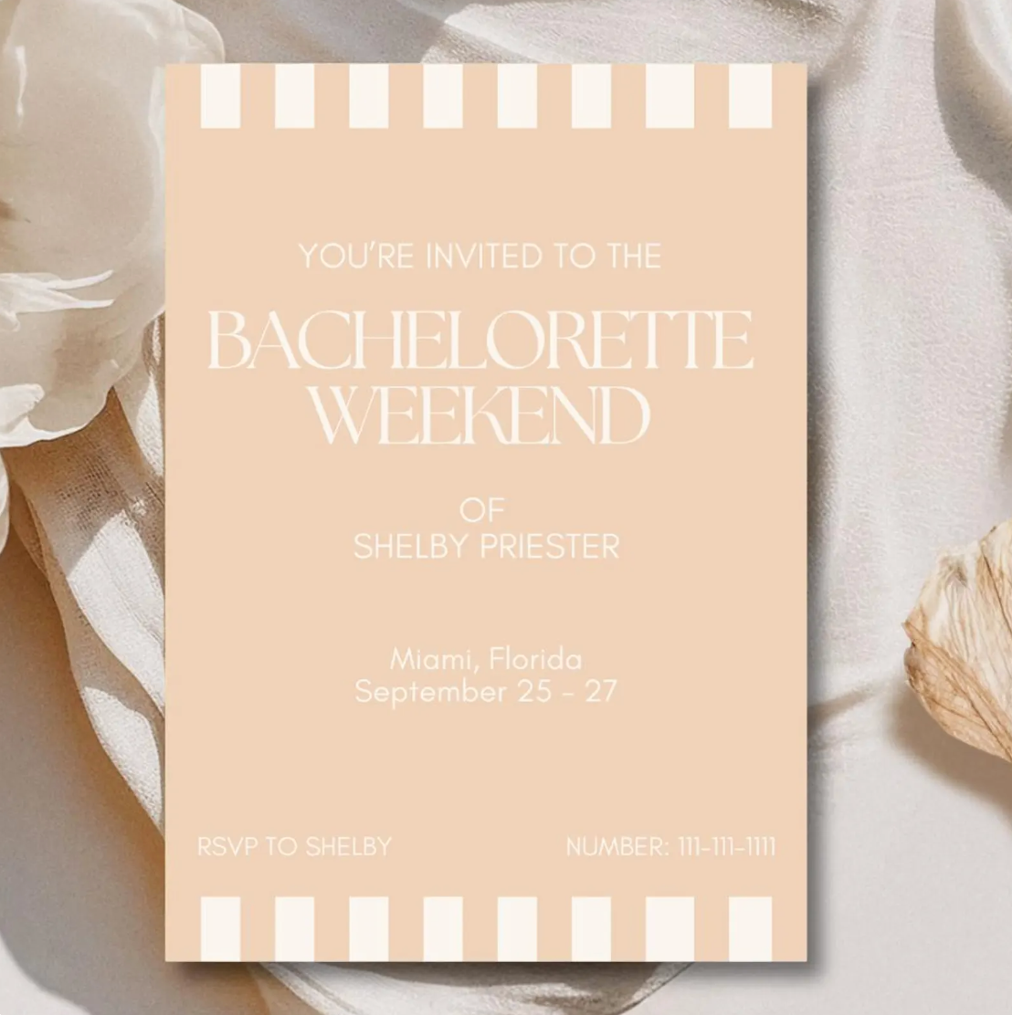 Bachelorette Weekend Invitation Template - Peach