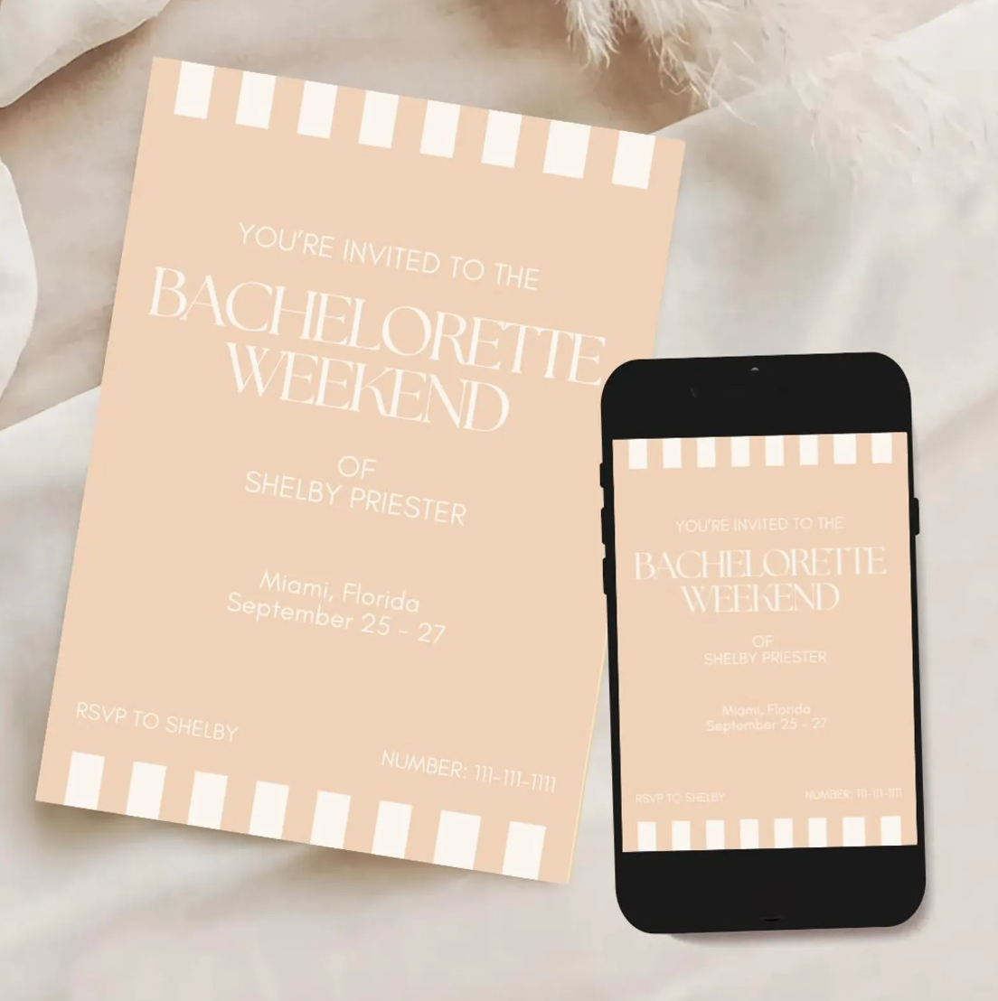 Bachelorette Weekend Invitation Template - Peach