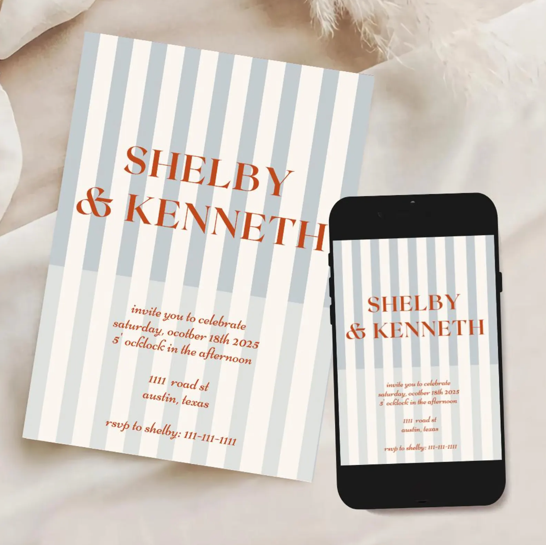Celebration Stripes Invitation Template - Currant