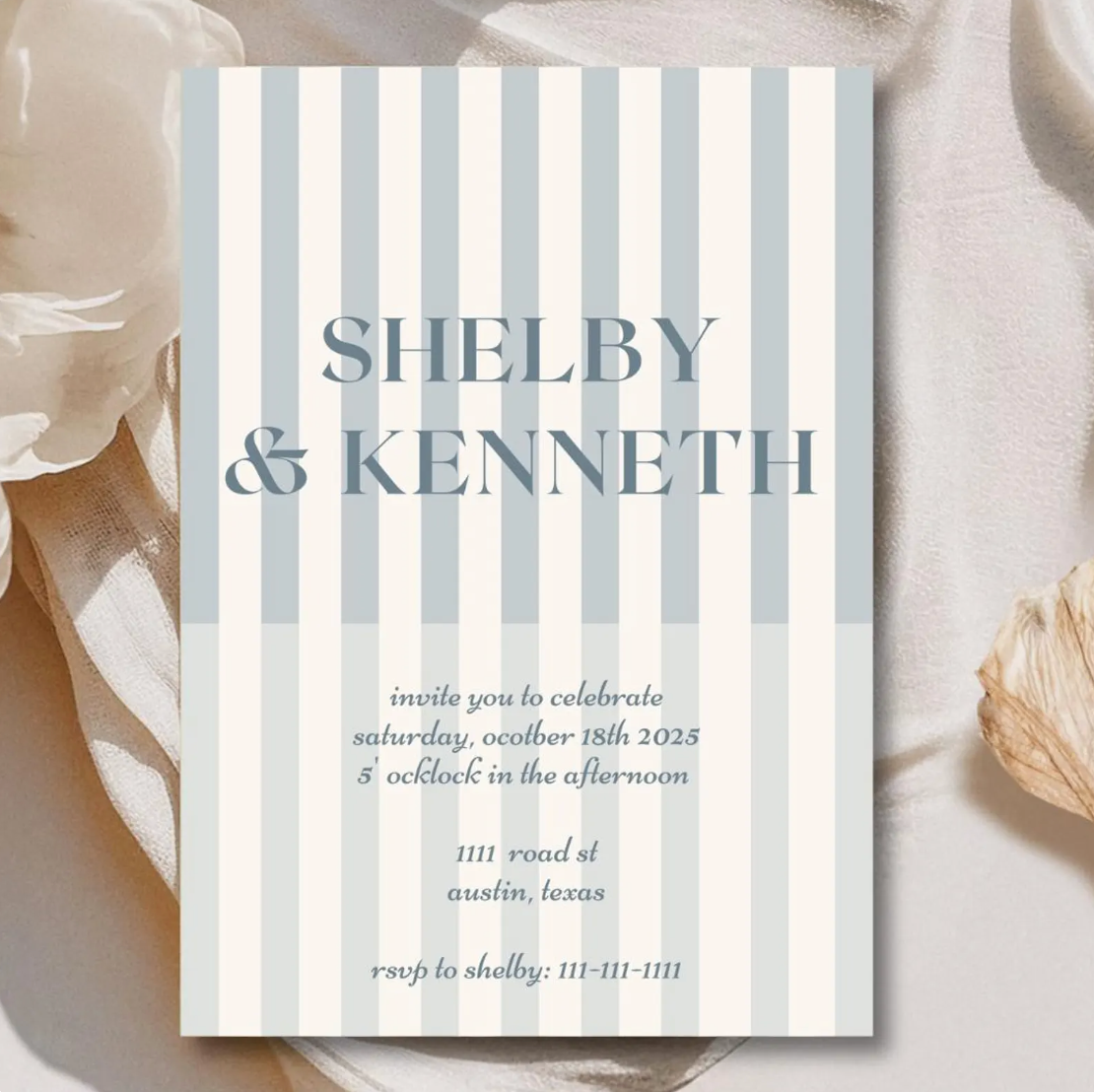 Celebration Stripes Invitation Template - Baby Blue