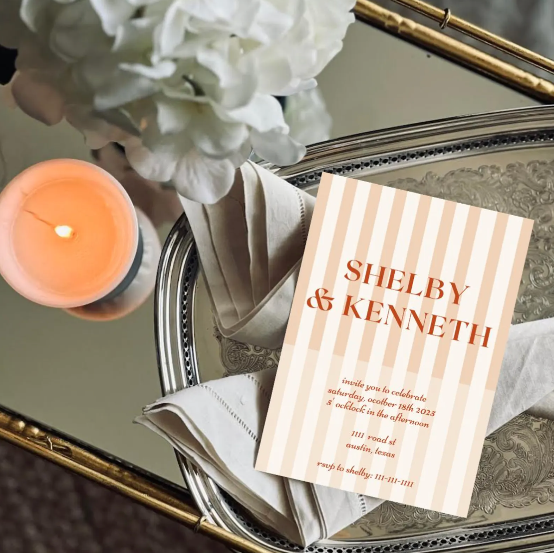 Celebration Stripes Invitation Template - Peach