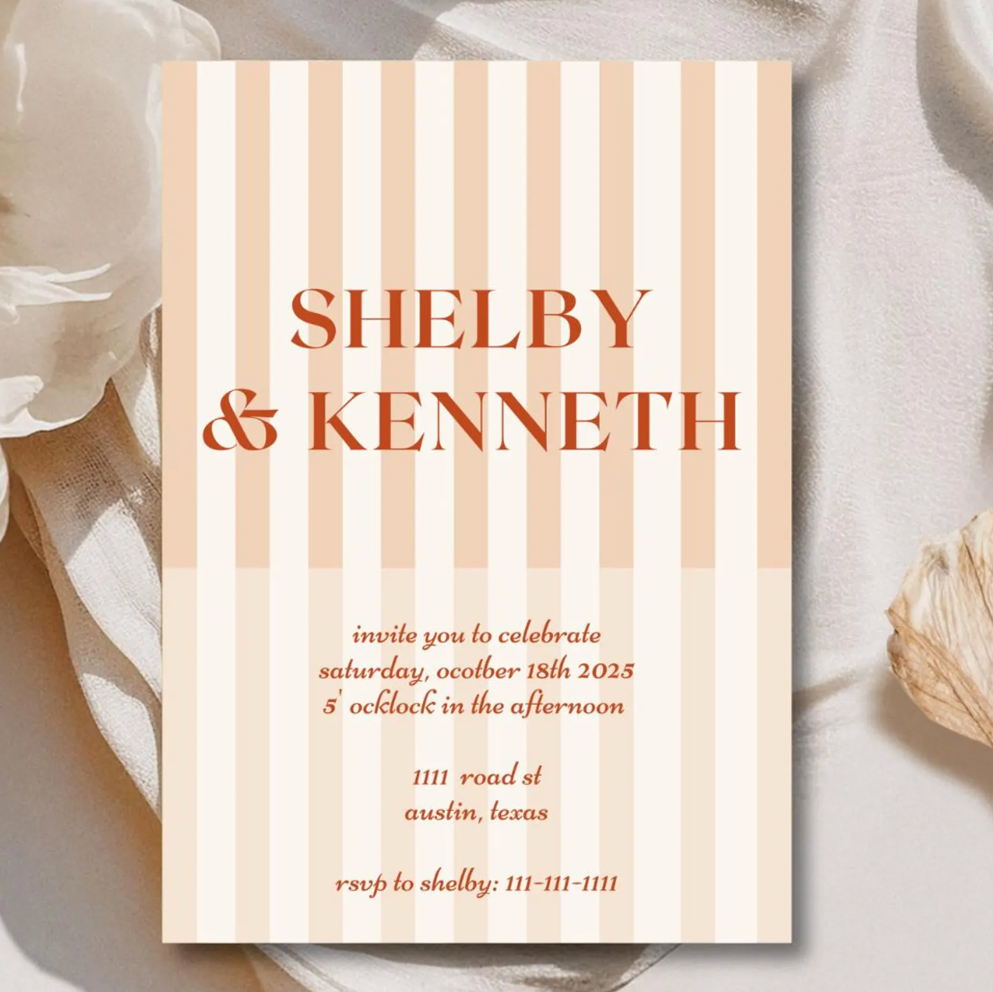 Celebration Stripes Invitation Template - Peach