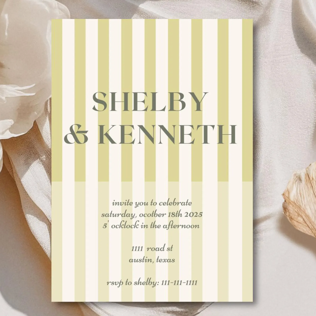 Celebration Stripes Invitation Template - Chartreuse