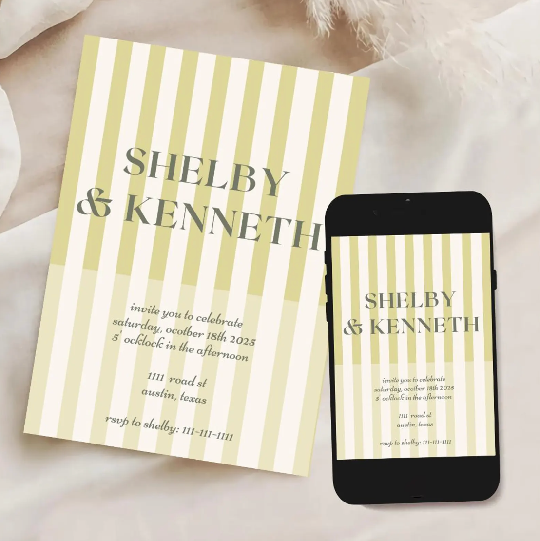 Celebration Stripes Invitation Template - Chartreuse