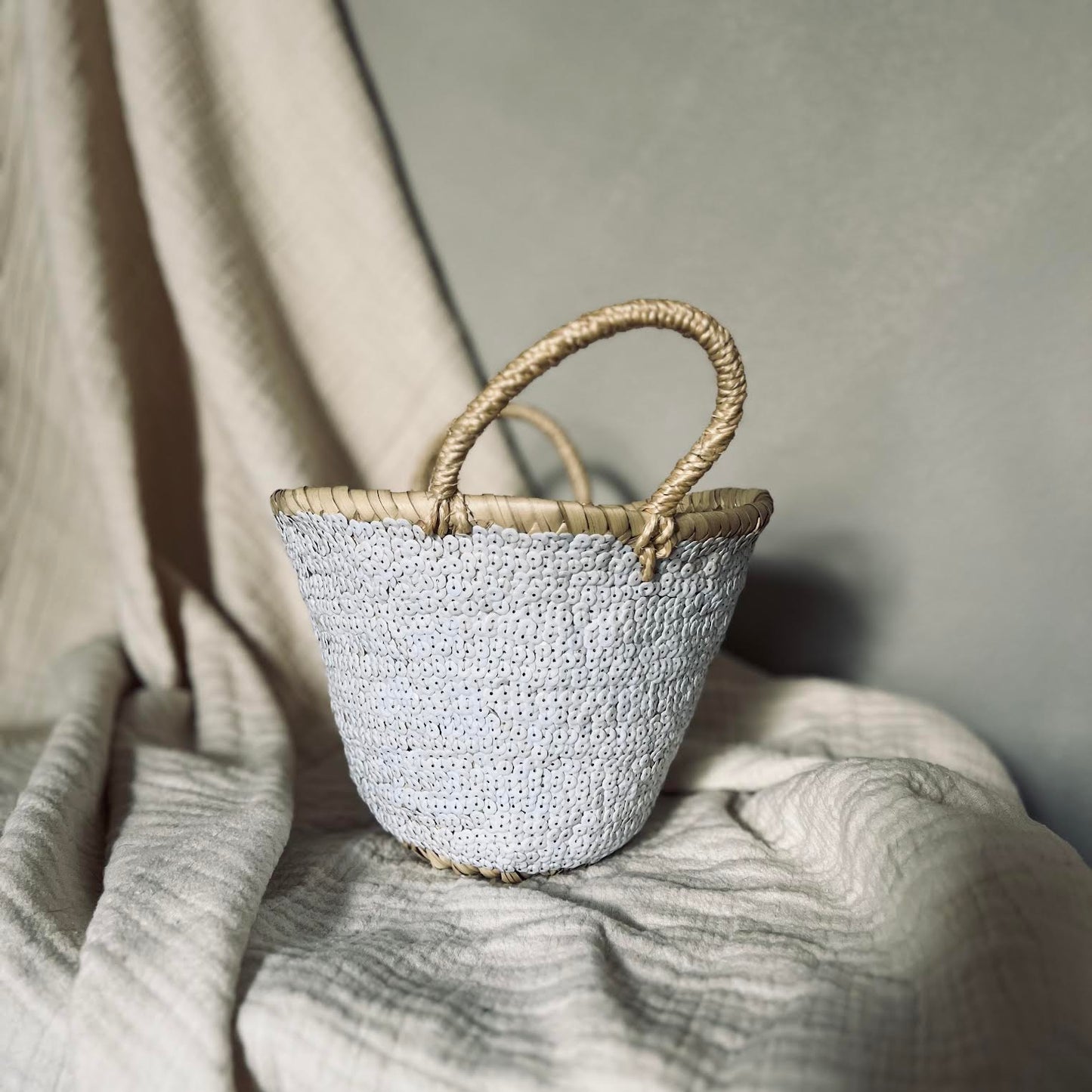 Small White Sequin Basket