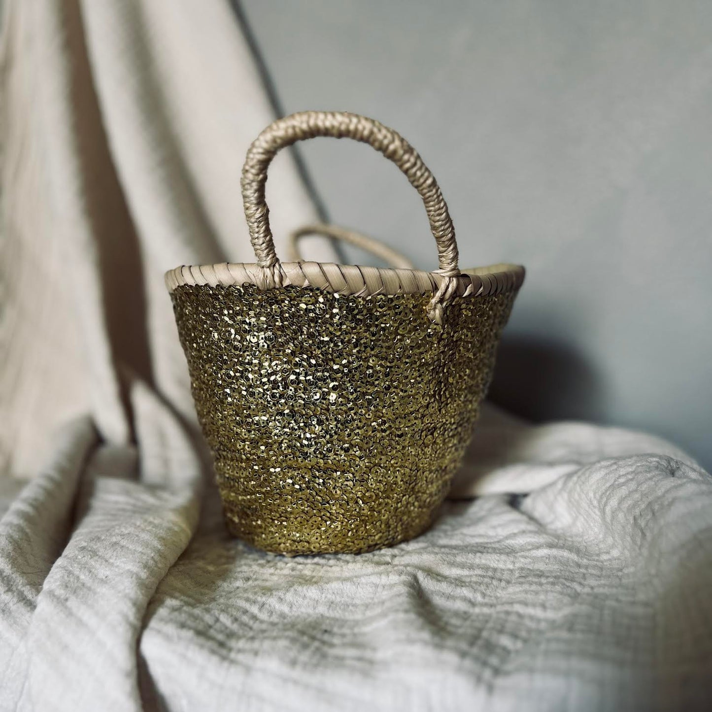 Small Gold Sequin Basket