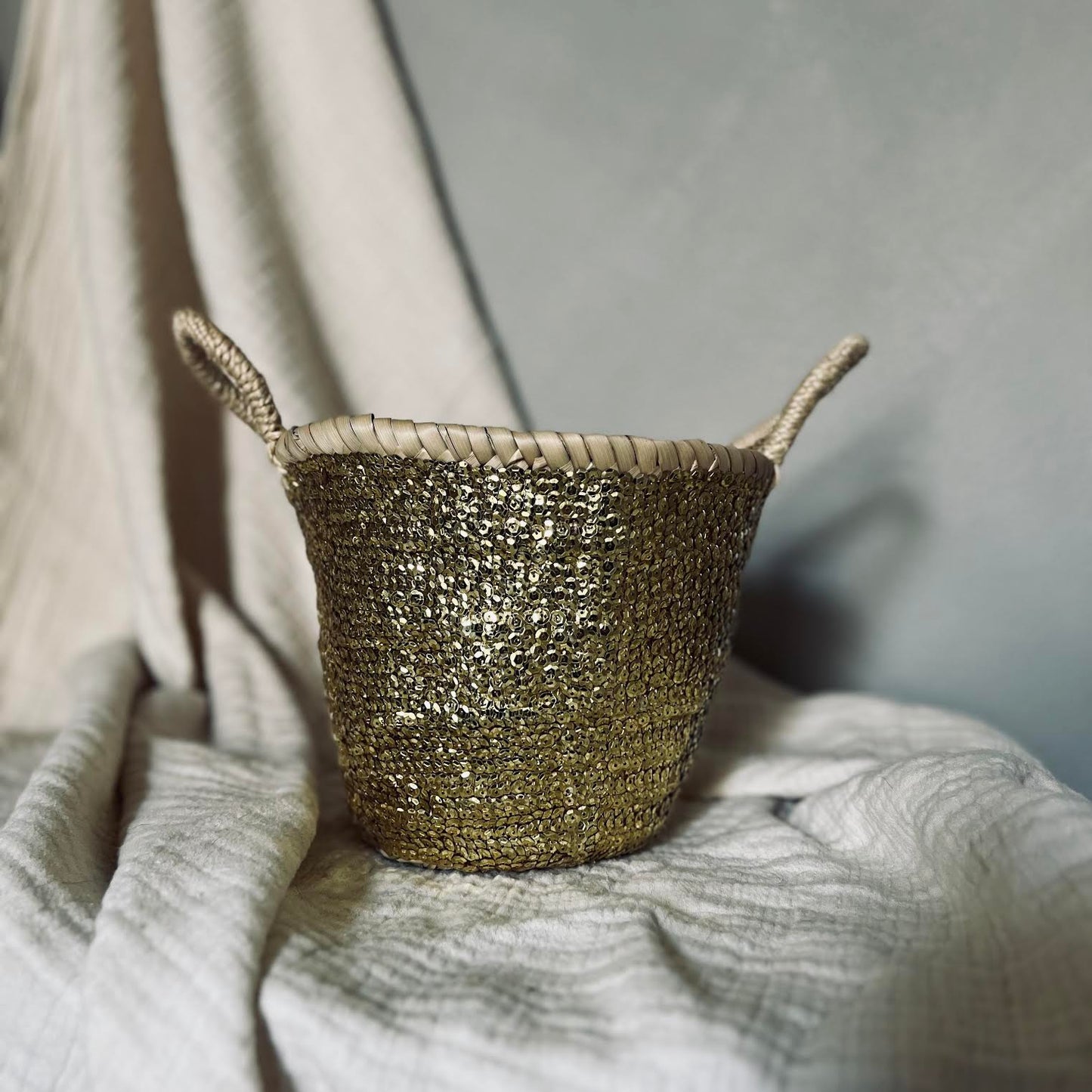 Small Gold Sequin Basket