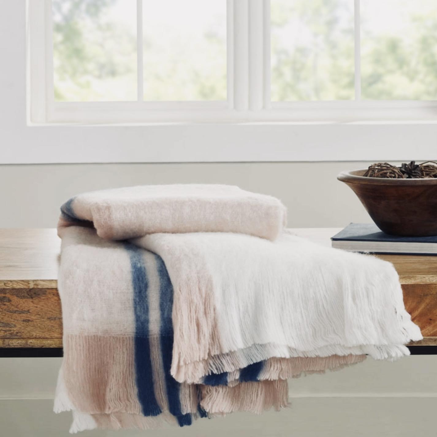 Ivy Stripe Faux Mohair Throw