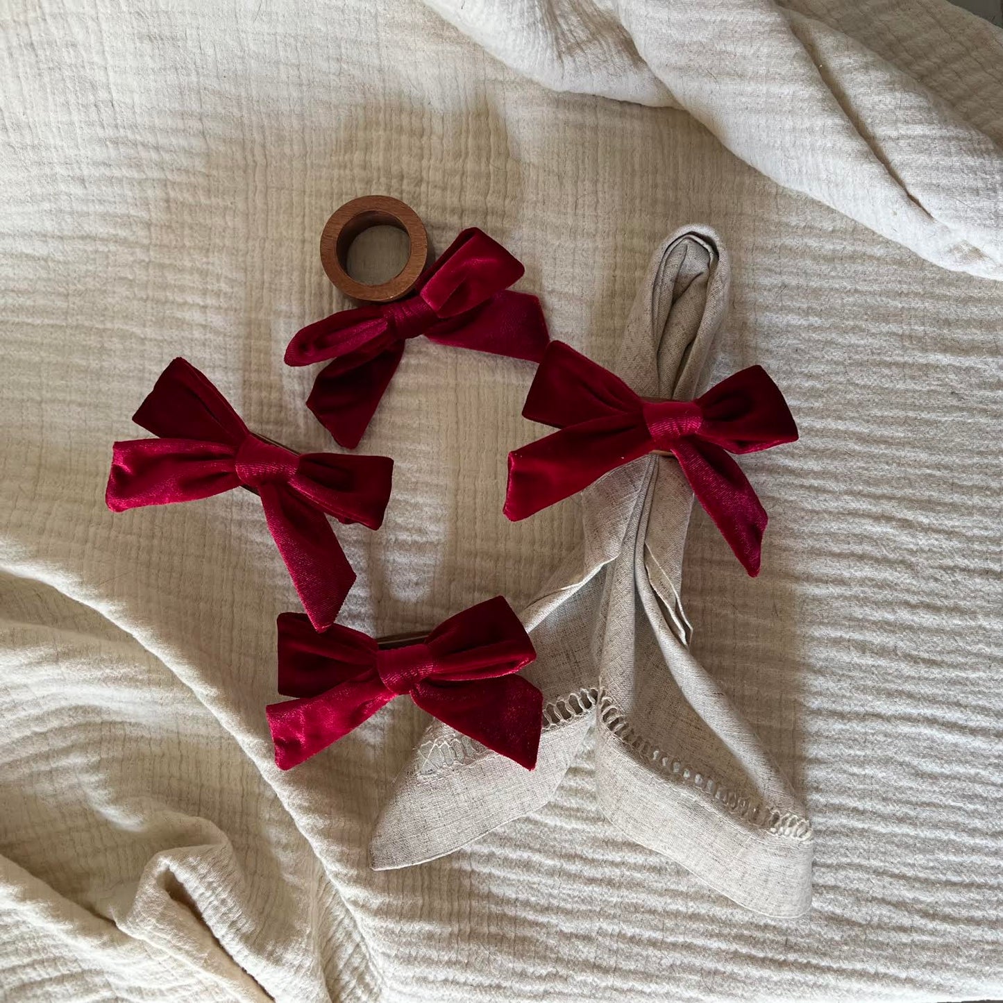 Bow Top Napkin Ring (set of 4) - Deep Pink