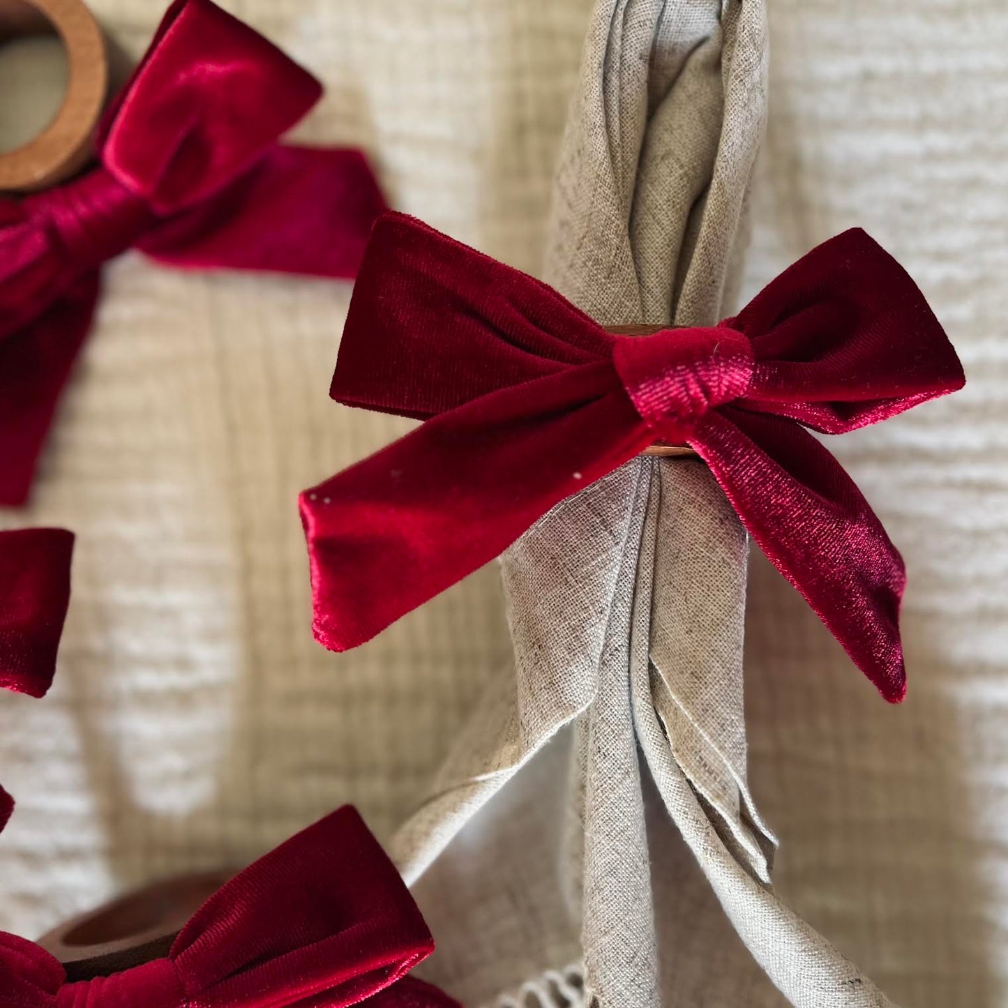 Bow Top Napkin Ring (set of 4) - Deep Pink