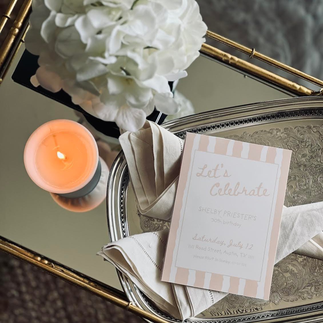 Sweet Stripe Invitation - Peach