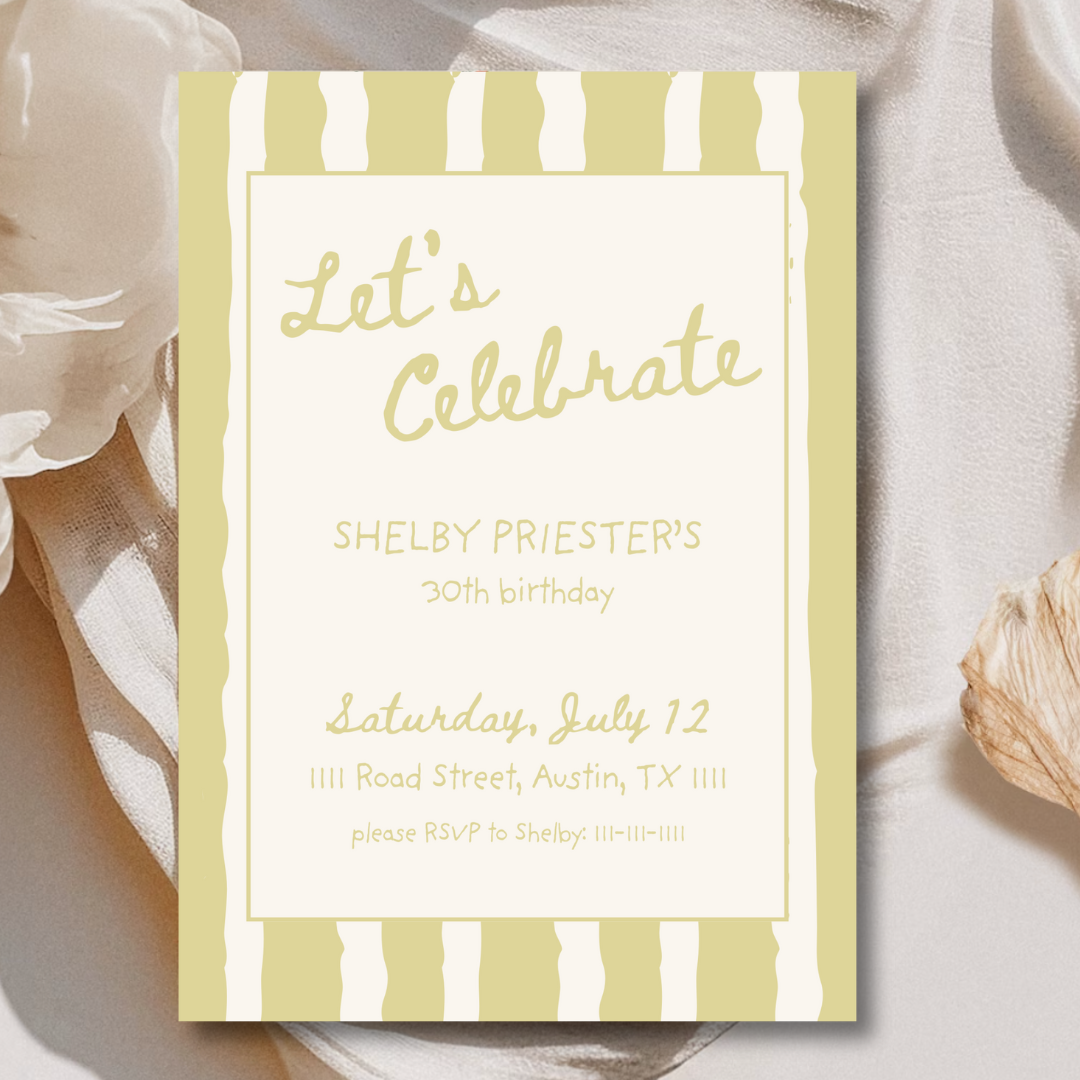 Sweet Stripe Invitation - Chartreuse