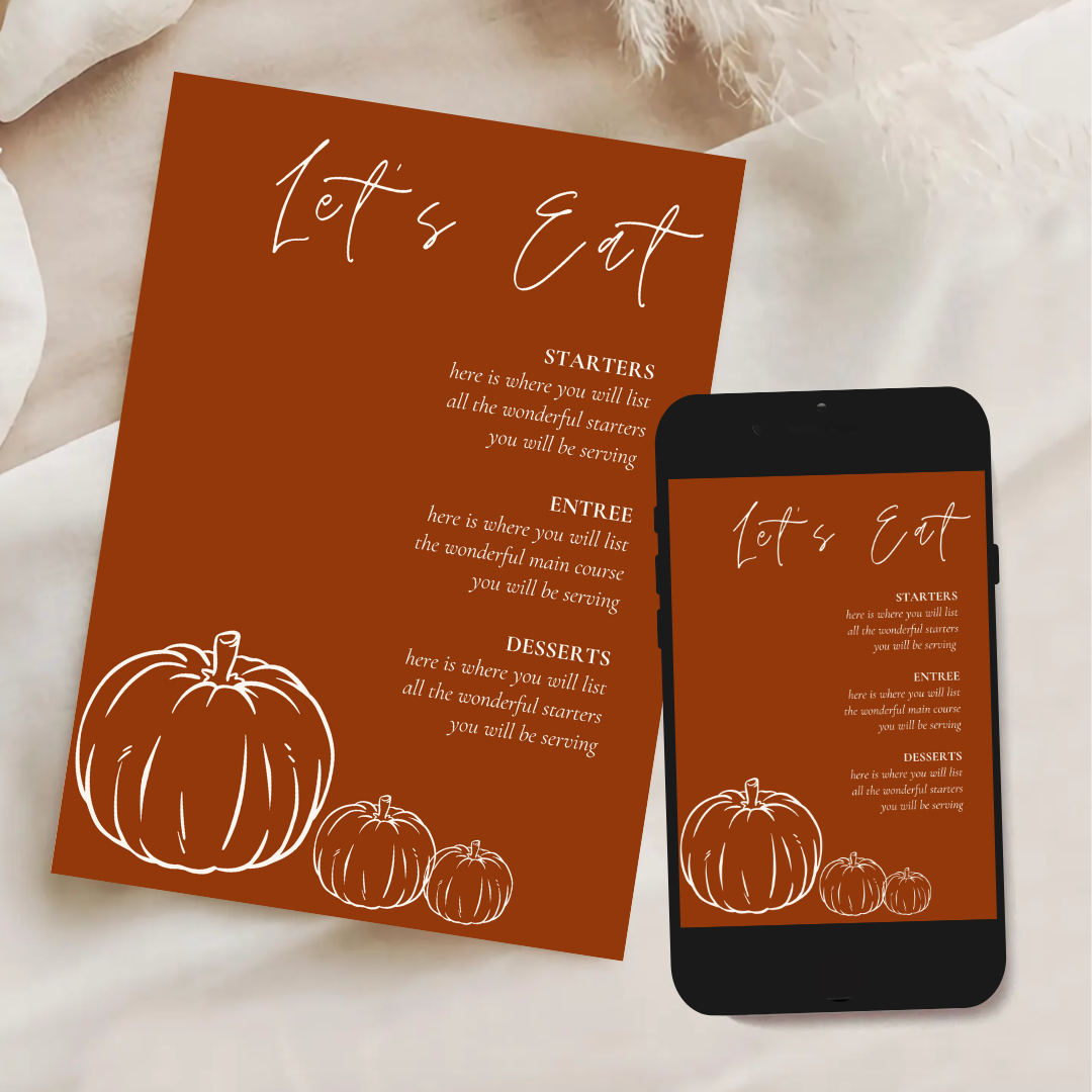 Fall Dinner Menu Template - Pumpkin