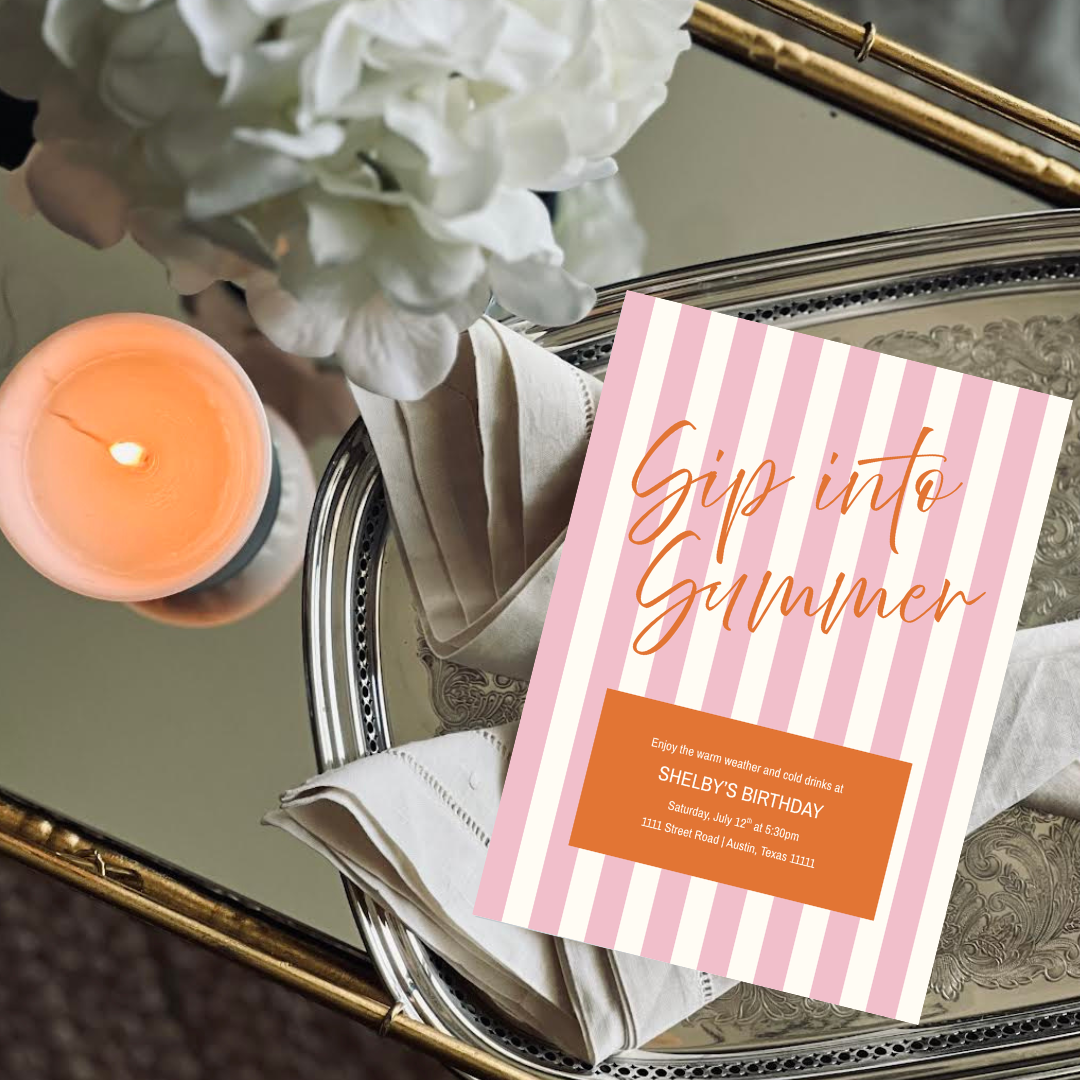 Summer Stripes Invitation Template - Rose