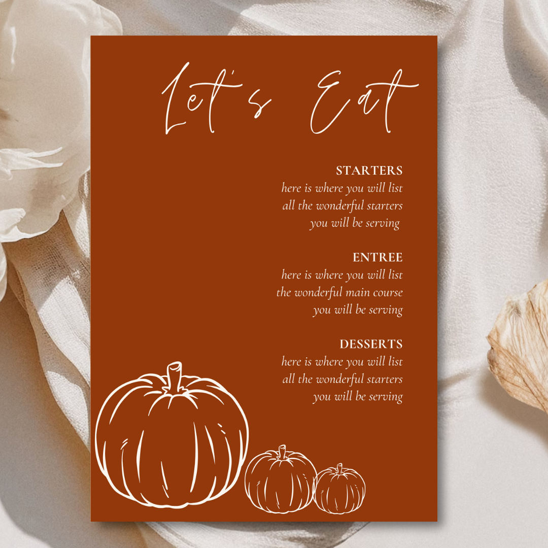 Fall Dinner Menu Template - Pumpkin