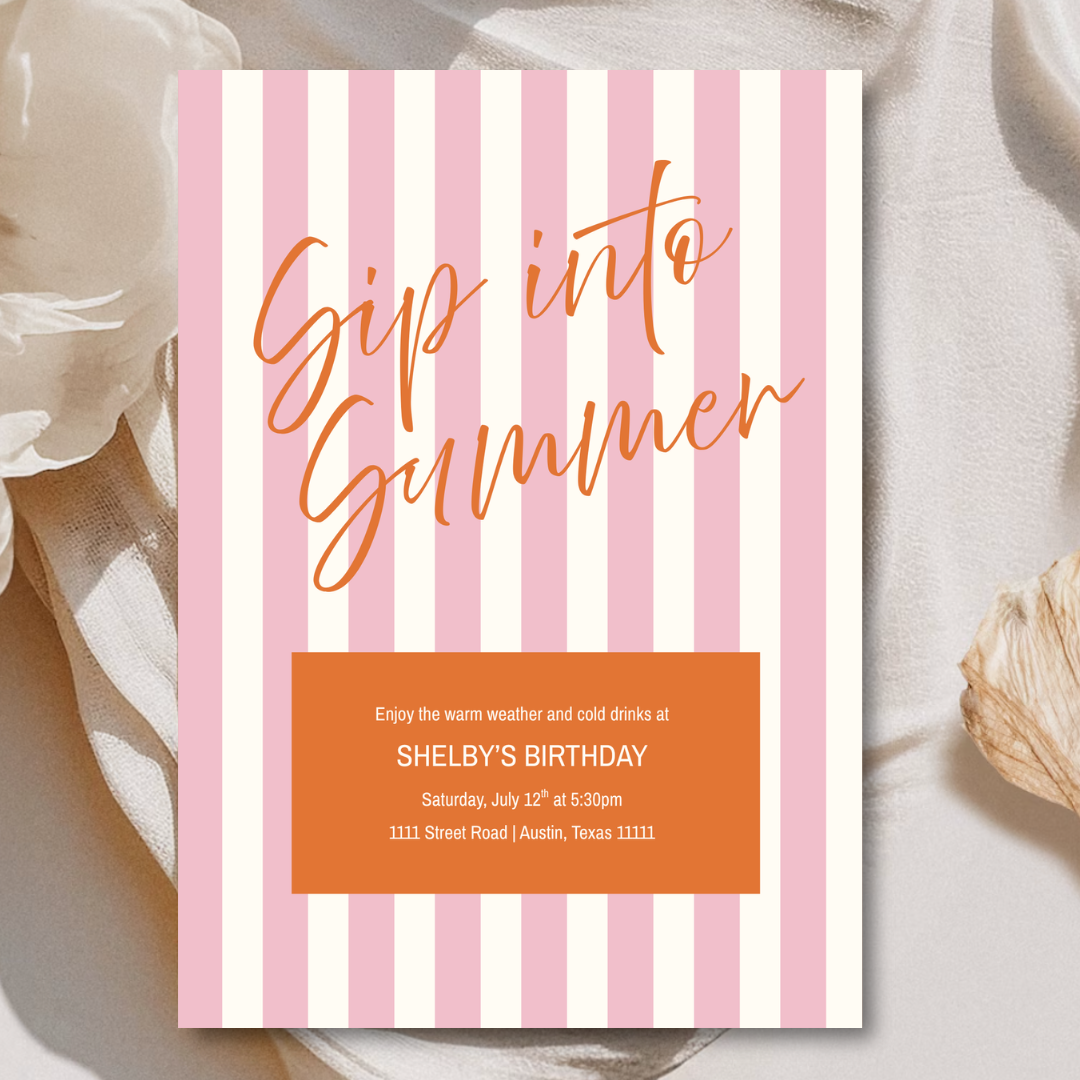 Summer Stripes Invitation Template - Rose