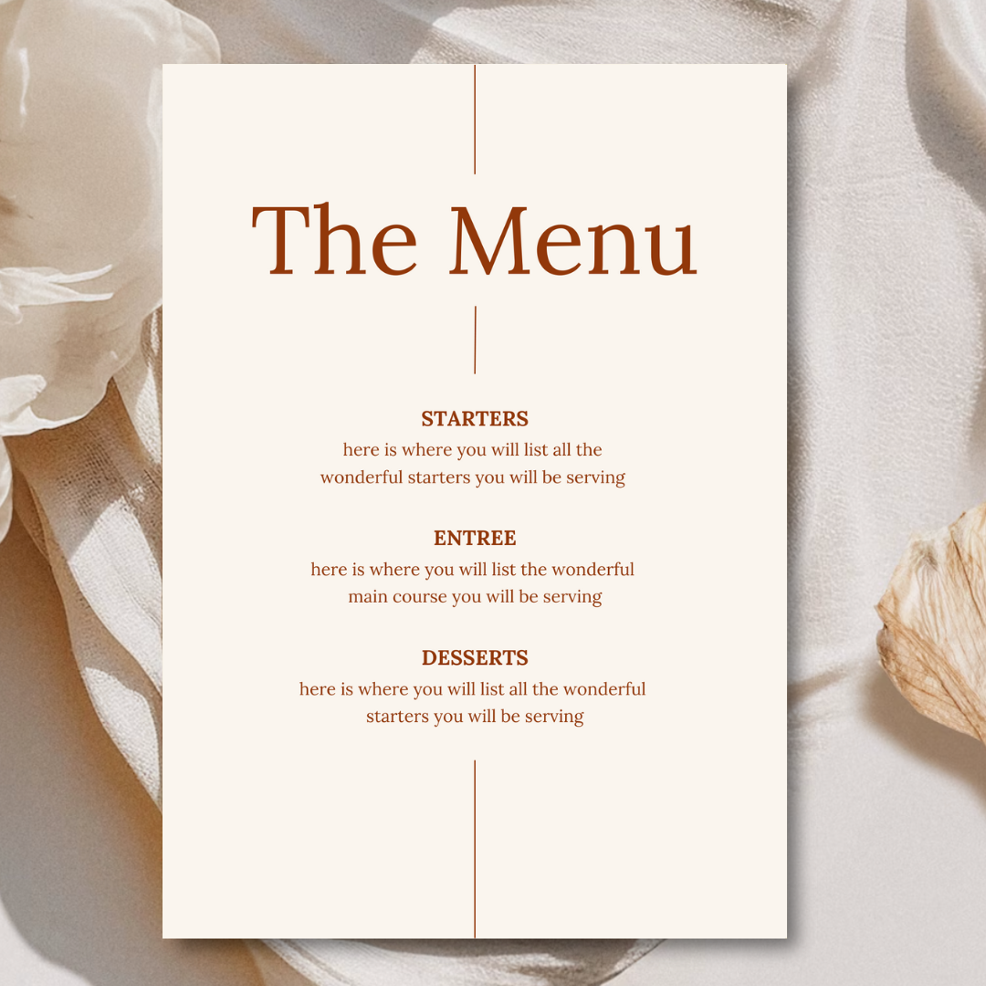 Simple Lines Menu Template - Pumpkin