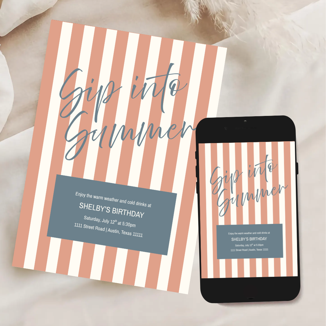 Summer Stripes Invitation Template - Currant