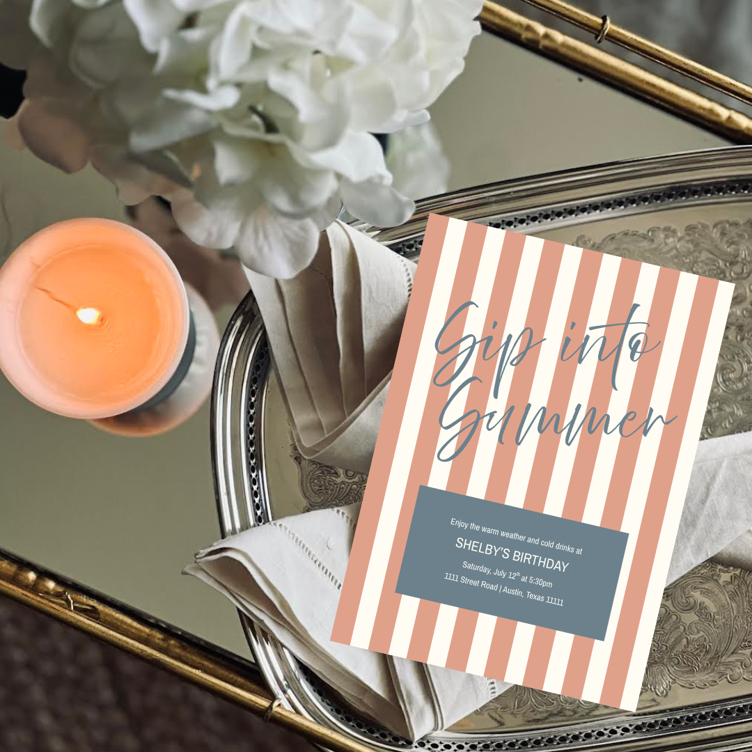 Summer Stripes Invitation Template - Currant